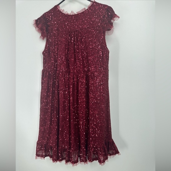 NEW M by MNK Tulle Trimmed Sequin Babydoll Swing Dress WOMEN'S LARGE - Picture 6 of 7